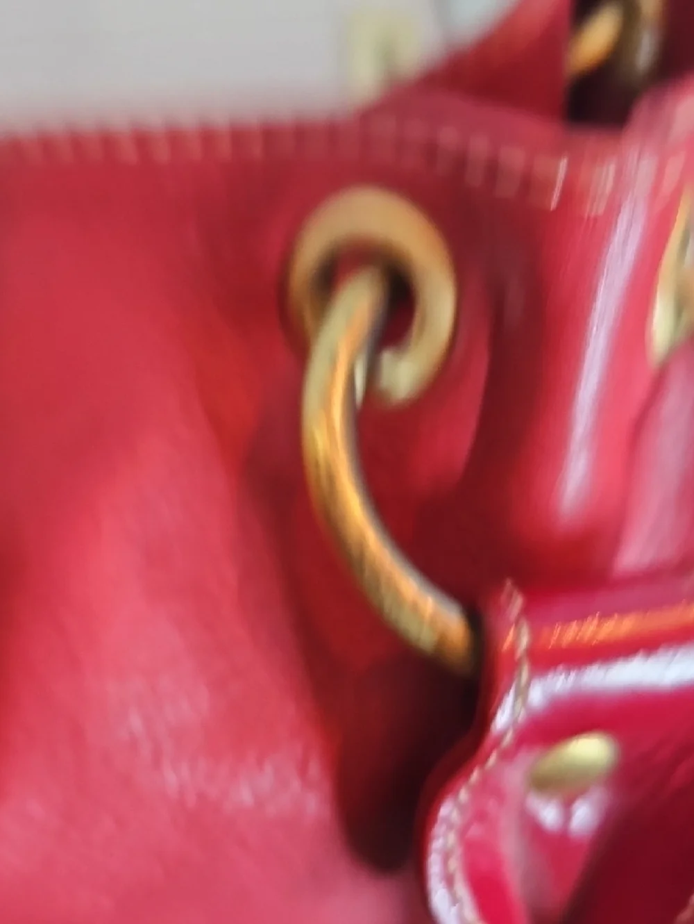 Red Leather Shoulder Bag with Gold Hardware - Picture 13 of 13